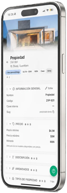 Ficha de una propiedad en el celular